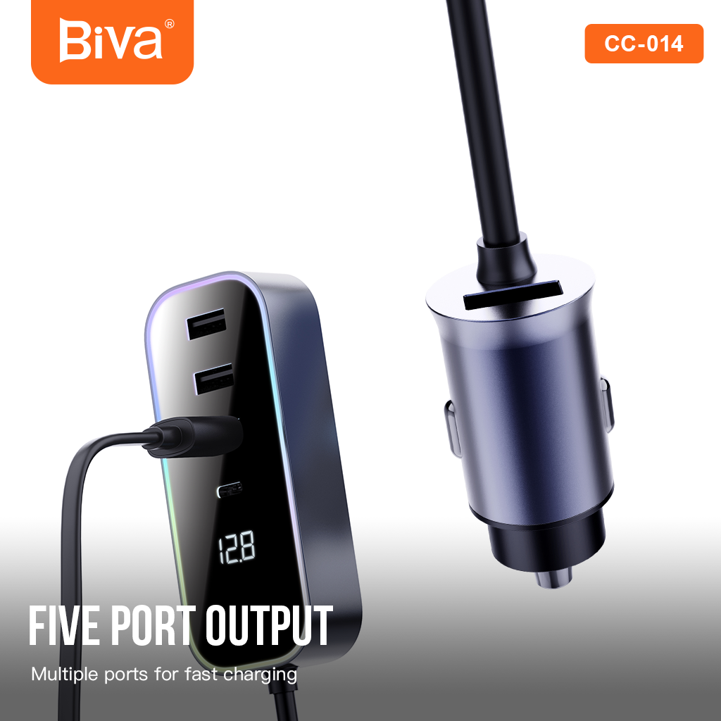 Hub Rear Extended Car Charger 5 Ports 107W