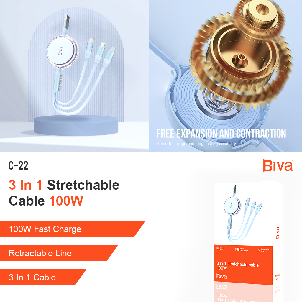 3 in 1 Stretchable Cable 100W